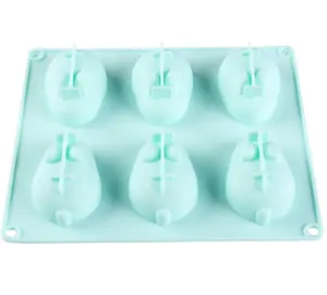 cartoon 6 rabbit silicone cake mold chocolate drop adhesive tin pot cake baking tool