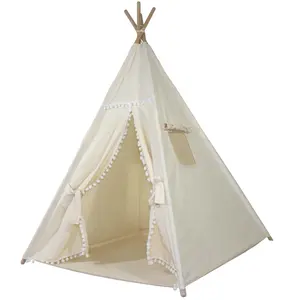 Bán Buôn Giá Rẻ Chất Lượng Cao Trẻ Em Chơi Nhà Vải Cotton Bé Đồ Chơi Lều Trò Chơi Teepee Ấn Độ Trẻ Em Của Lều