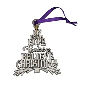 Personalizado Adorável e Bonito Natal Árvore Design Enfeites De Natal Alegria Amor Esperança Paz Feriado Metal Gold Plating Ornamentos