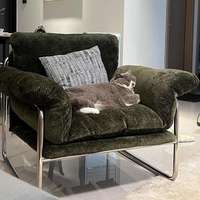 Fauteuil d'appoint en velours, chaise de salon à surface douce et moelleuse, fauteuil paresseux, texture haut de gamme, assise confortable et premium