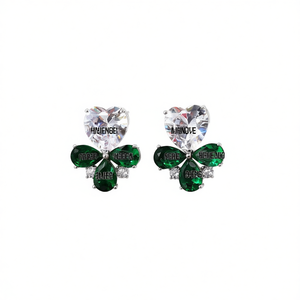Pendientes de Corazón de Cristal Verde Hnienbei con Forma de Flor y Engaste de Garra, Joyería de Moda Linda para Mujer, Regalo - Product Image 1
