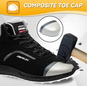 JIANKUN Chaussures de sécurité haut de gamme pour hommes Bottes avec bout en composite Anti-écrasement/crevaison Semelle extérieure confortable en PU Hiver Printemps Automne - Product Image 2
