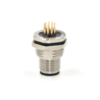 Adaptateur électrique mâle et femelle à montage sur panneau, prise M12 4/5 broches, étanche IP67, connecteur en laiton nickelé argenté