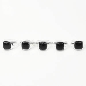 アンティークトルコデザイン925スターリングシルバーリング男性用スクエアブラック天然宝石シンプルウェディングジュエリー - Product Image 3