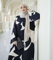 Abaya Femme Musulmane Grande Taille Respirante en Soie Arabe Noire et Beige avec Broderie Floquée Style Turc de Dubaï – Jilbab Traditionnel