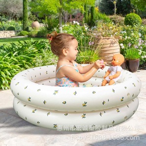 Piscina Inflable para Niños, Bebés, Juegos Interiores y Exteriores, Material de PVC, Diseño de Flor de Olivo - Product Image 1