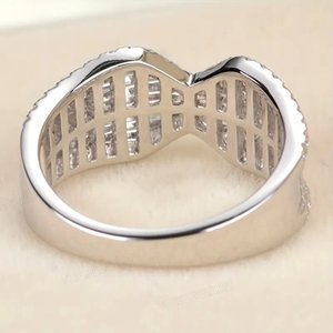 Anello a Forma di T con Fiocco e Zirconi per Donne, Gioiello da Dito Geometrico alla Moda - Product Image 6