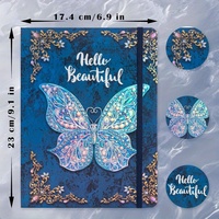 Carnet de notes A5 personnalisé, journal intime, cadeau scolaire, agenda, journal ligné pour l'université, avec motif papillon 3D en relief