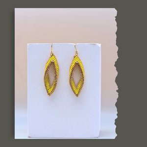 Namayo Women Ethnic Artisan Hand Beaded Stainless Steel Classic <b>Drop</b> <b>Earrings</b> Lightweight 24k <b>Gold</b> Plated Luxury Durable - Product Image 2