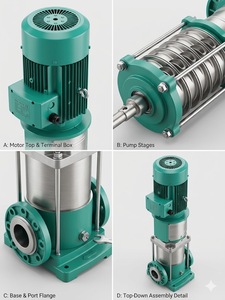Bomba de Agua Centrífuga Vertical Multietapa <span class=keywords><strong>CDL20</strong></span> de 7.5 HP, Alta Presión, Hierro Fundido y Acero Inoxidable, para Edificios Comerciales, Venta al Por Mayor - Product Image 2