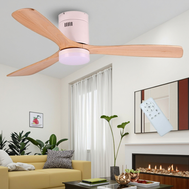 High Quality 52-Inch Solid Wood Blade Control Energy-Efficient Frequency Conversion LED Ceiling Fan Light