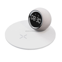 Neuer Kreativer LED-kompatibler Lautsprecher-Wecker 3-in-1 Kabellos 15W Uhr mit Nachtlicht Radio Modernes Design