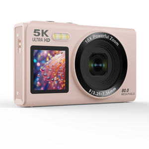 Appareil photo numérique élégant 5K 80MP avec double écran <span class=keywords><strong>HD</strong></span>, <span class=keywords><strong>webcam</strong></span> pour diffusion en direct, 19 filtres, capture de sourire et zoom numérique 18X - Product Image 3