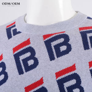 Suéter Cárdigan de Invierno para Hombre con Logotipo Personalizado, 100% Algodón, Patrón Jacquard, Cuello Redondo Informal, Prenda de Punto - Product Image 5