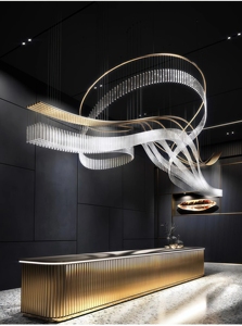 JYLIGHTING <span class=keywords><strong>Lustre</strong></span> de luxe sur mesure, en forme de spirale hélicoïdale, avec tiges de cristal, pour escalier, grande hauteur, bibliothèque - Product Image 1