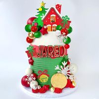 Kit de décoration de gâteau de Noël, paillettes, maison d'arbre, boîte cadeau, cloche, flocon de neige, boule rouge, verte, blanche, fournitures de Noël, décorations de Noël