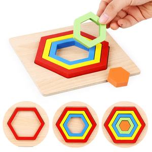 Puzzle <span class=keywords><strong>Montessori</strong></span> con Forme per Bambini, Giocattoli Educativi per l'Apprendimento Precoce, Tavola con Pioli per Abbinamento in Legno - Product Image 3