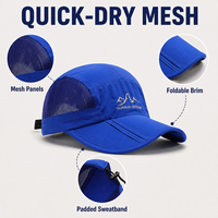Casquette de course pliable en maille respirante GUANUN, bleu roi, pour l'extérieur, avec visière pliable, sangle réglable, légère, unisexe, vente en gros