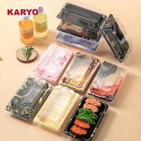 KARYO-Boîte d'emballage à sushi jetable en plastique recyclable, plateau à sushi jetable, style japonais, boîte à sushi de luxe, paquet de 1101 pièces