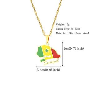 Chất Lượng Cao Thép Không Gỉ Mặt Dây Chuyền Vòng Cổ Senegal Bản Đồ Thiết Kế Với Hợp Thời Trang Bướm Hình Dạng Cho Nam Giới Và Phụ Nữ - Product Image 2