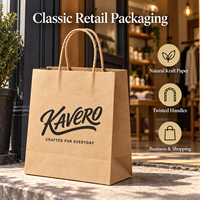 Sacs en papier kraft naturel personnalisés avec poignées torsadées pour l'emballage de boutiques, vente en gros, commandes en gros pour les marques