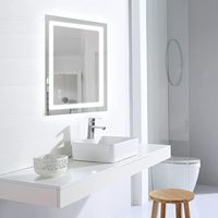 Miroir de salle de bain LED intelligent moderne sans cuivre, rectangulaire, mural, éclairé, pour vanité