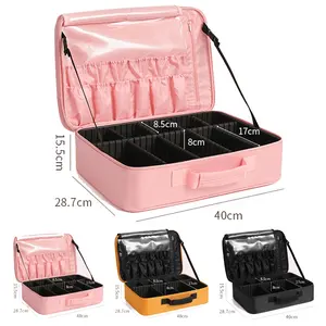 Manufacturer Custom Luxury Waterproof Oxford Cloth Hard Beauty Train Trolley Travel Makeup Case Cosmetic Bag With Compartment