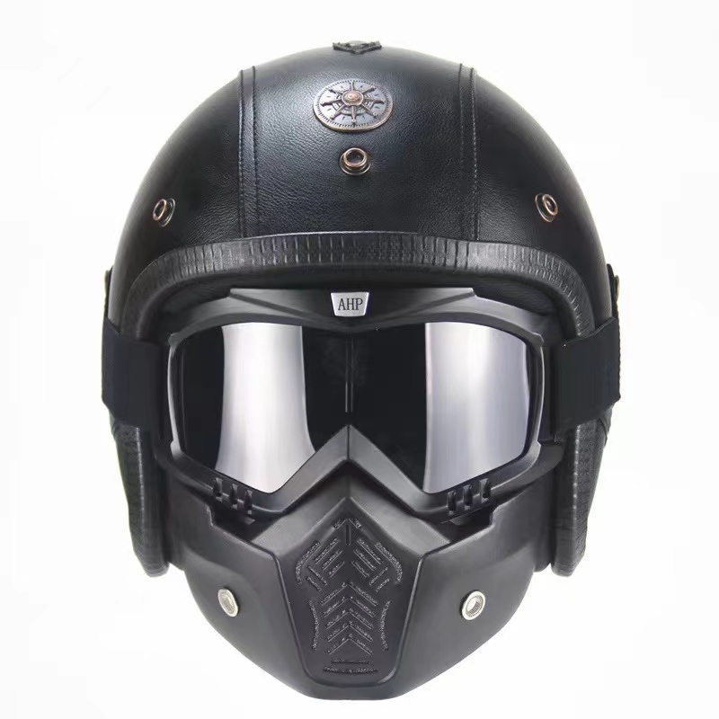 Wholesale Price 3/4 Vintage Retro Motorcycle Leather Helmet - Durable ABS, Open  Face Design for All Riders, MOQ 9 Pieces