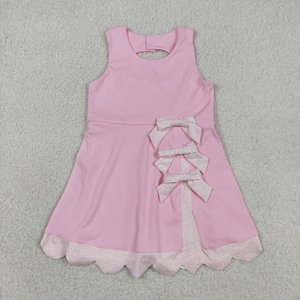 En stock – Nouvelle collection 2026 – Robe de yoga active sans manches pour bébés filles, avec nœud violet, longueur genou - Product Image 6