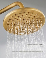 Ensemble de robinetterie de douche de luxe à haute pression, économie d'eau, finition laiton antique, avec pommeau de douche supérieur 3 voies effet pluie et douchette à main