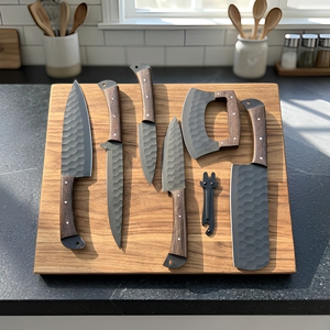 Ensemble de couteaux de chef en acier damas forgé à la main, couteaux de cuisine faits sur mesure, 6 pièces - Product Image 1