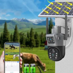 Производитель, поставщик, Wi-Fi, беспроводная наружная камера с двумя линзами, 4G, солнечная батарея, Ip Ptz, камера безопасности