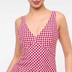 Abito alla moda in cotone con scollo a V Mini abito in <span class=keywords><strong>misto</strong></span> <span class=keywords><strong>lino</strong></span> abito da donna estivo Skipper senza maniche - Product Image 6