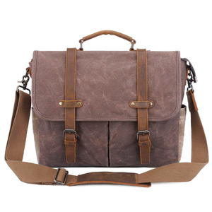 Sac à bandoulière pour ordinateur portable, <span class=keywords><strong>mallette</strong></span> de transport en toile cirée pour ordinateur portable de 14 pouces, avec manches - Product Image 2