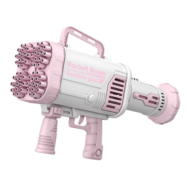 64 Hole Kids Electric Bubble Machine Automatic Gatling Soap Water Bubble Rocket Gun Party Plastic Shantou Toy