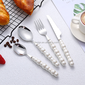 Hiện đại gốm xử lý hình dạng ngọc trai thép không gỉ dao kéo dao nĩa và muỗng đặt cho đám cưới và kinh doanh Quà Tặng - Product Image 1