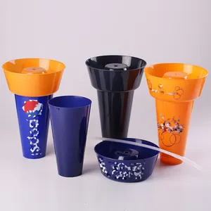 Woleasle 32oz grande tasse à cola en plastique créatif pop-corn collation et boisson tasse avec bol sur le dessus