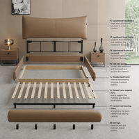 Tête de lit capitonnée moderne, cadre de lit plateforme, rails de lit en bois massif pour chambre à coucher, villa, appartement