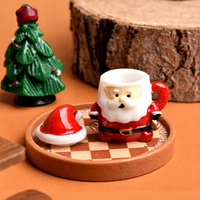 Set cangkir teh Santa Claus Mini Cabochon pipih Resin untuk miniatur DIY Aksesori kerajinan tangan krim permainan Makanan Natal