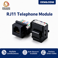 RJ11 Cat3 Jack Keystone Telepon Tanpa Alat RJ12 6P6C Modul Trapesium Transmisi Data