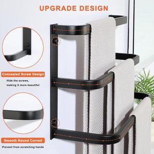 Porte-serviettes mural moderne noir mat, étagère à serviettes à 5 niveaux pour salle de bain - Product Image 2