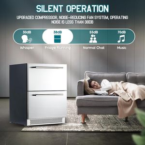 24 pollici elettrico doppio <span class=keywords><strong>cassetti</strong></span> in acciaio inox <span class=keywords><strong>da</strong></span> banco frigorifero per interni esterni frigo Freezer per la casa di bevande - Product Image 6
