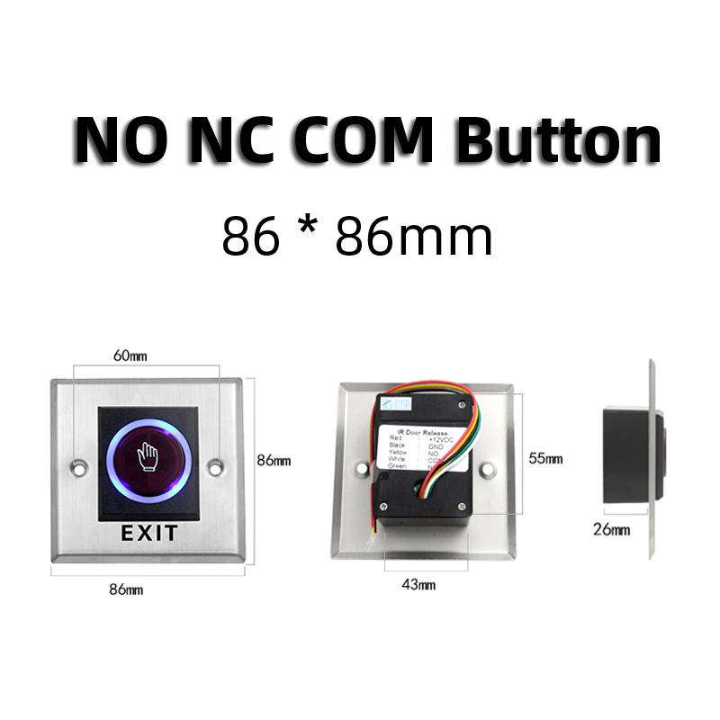 Kapı Çıkış Düğmesi Serbest Bırakma Anahtarı Açıcı NO COM NC LED