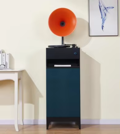 Phonograph USB Radio Modern Record Player Black Deep Green with Complimentary Gifts