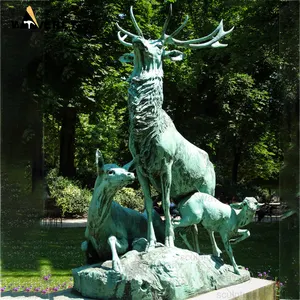 Outdoor Garden Decoration Cast Antique Life Size Metal Statues De Cerf Bronze White Tail Whitetail Deer Statue