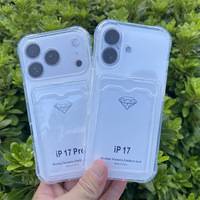 Étui de téléphone transparent antichute à quatre coins avec porte-cartes pour iPhone 17 16 15 Pro Max