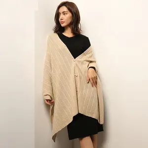 luxury fashion winter women cashmere scarf custom cable knit warm cashmere scarves shawl poncho