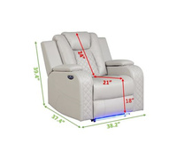 Fauteuil inclinable électrique intelligent extensible à DEL canapé simple en similicuir de glace pour bureau chambre à coucher