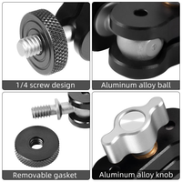Bras articulé professionnel en alliage d'aluminium pour moto, rotation à 360°, double rotule, réglable, léger, 1/4''