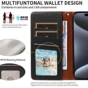 Étui en cuir pour iPhone 17/16 Pro Max, étui à rabat en tissu anti-magnétique pour Apple 16, étui de protection pour 16 Pro - Product Image 2